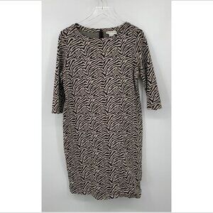 Doncaster knit ponte shift dress brown tan animal print tiger zebra stretch 18